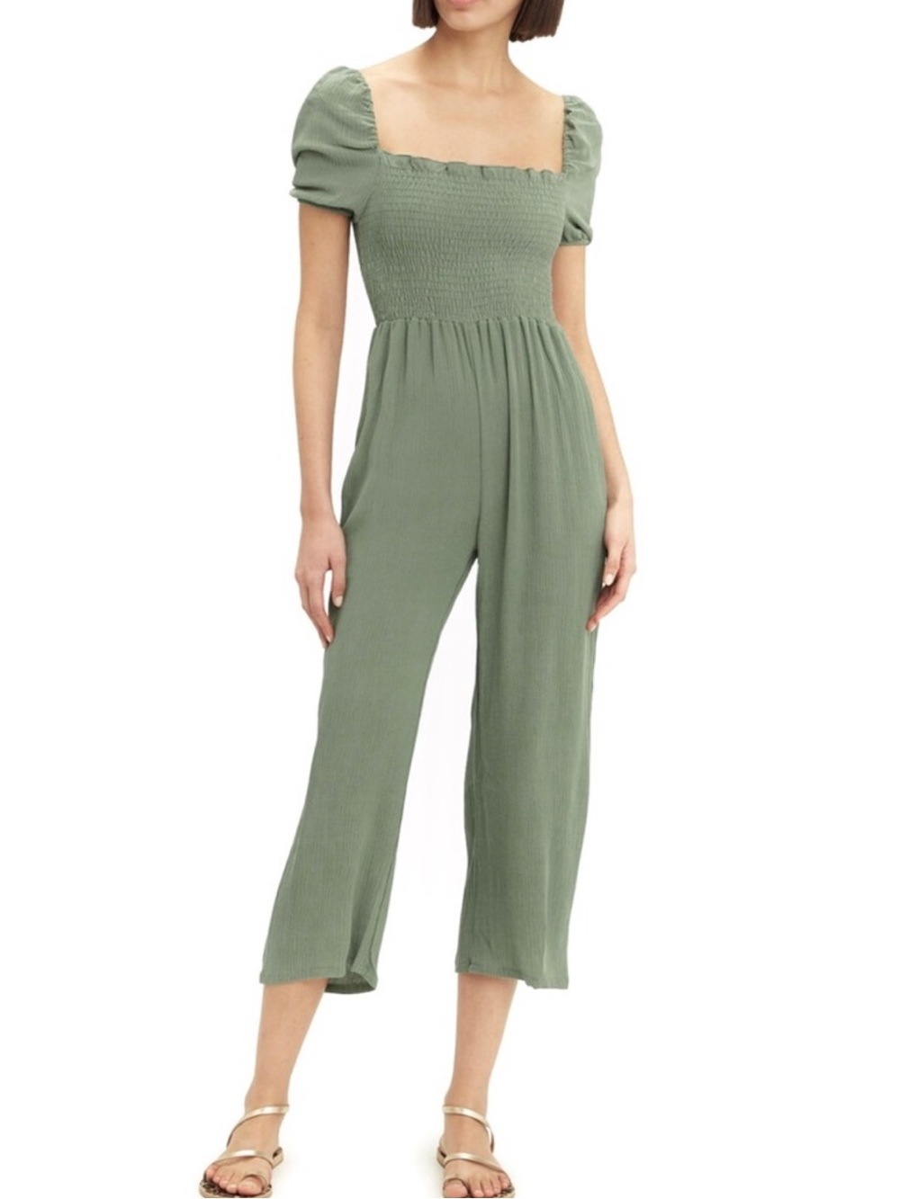 FLYNN SKYE GREEN SMOCKED JUMPSUIT